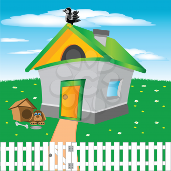 Illustration of the small building in village