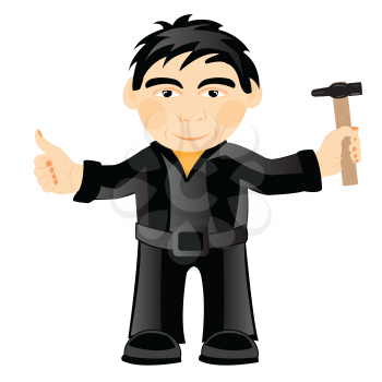 Illustration men with tools in hand on white background