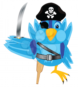 Illustration of the bird of the pirate on white background is insulated