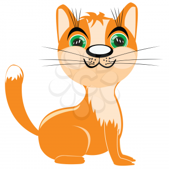 Illustration redhead cat on white background is insulated