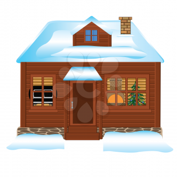 Vector illustration of the beautiful building and snow
