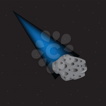 Vector illustration of the comet in outer spaces