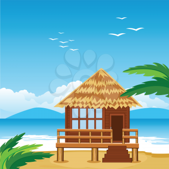 Vector illustration of the lodge on beach beside epidemic deathes