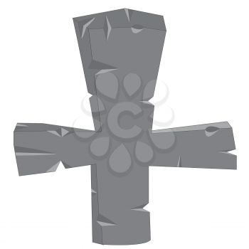 Grave cross from stone on white background insulated