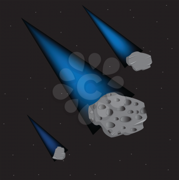 Vector illustration flying comets in open cosmos