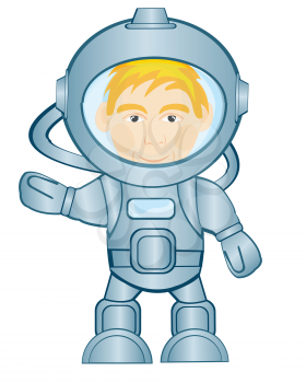 Spaceman in space suit on white background is insulated