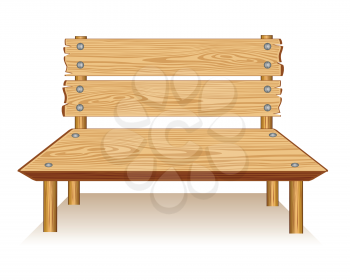 Wooden bench isolated illustration on white background