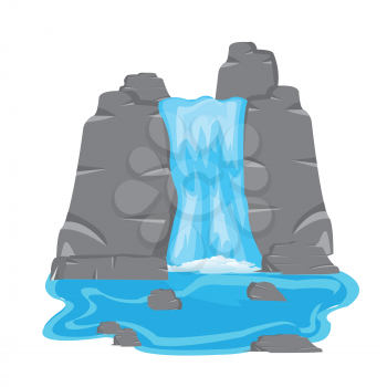 Vector illustration of the waterfall on white background is insulated