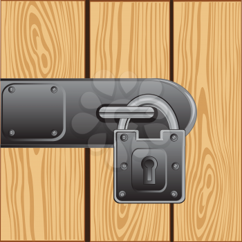 Vector illustration of the outboard lock on door from tree