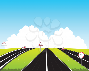 Vector illustration of the roads in year field