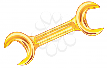 Vector illustration of the wrench from gild on white background