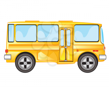 Yellow passenger bus on white background is insulated