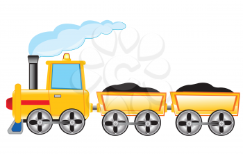 Vector illustration of the locomotive with cargo pushcart