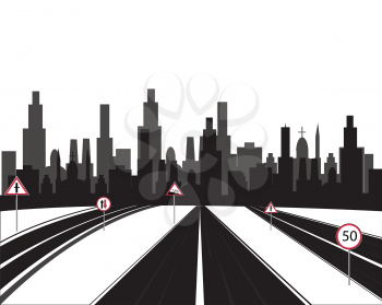 Vector illustration big of the city and roads