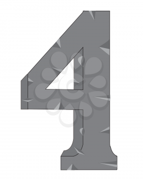 Decorative numeral  four on white background is insulated