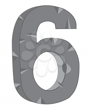 Decorative numeral  six on white background is insulated