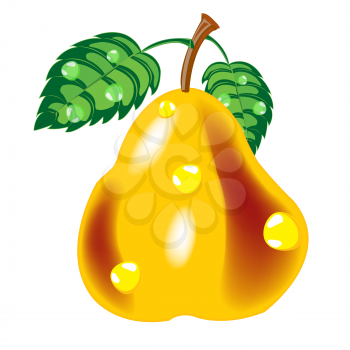 Vector illustration of the ripe pear on white background