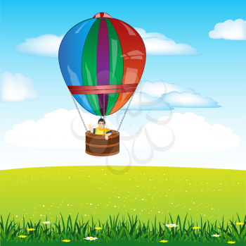 The Persons flying on air ball.Vector illustration