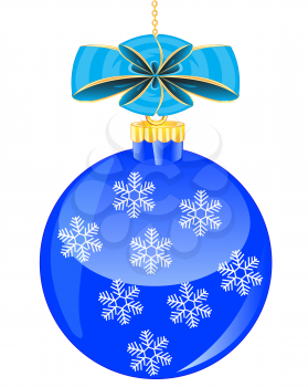 Festive ball with bow on white background is insulated