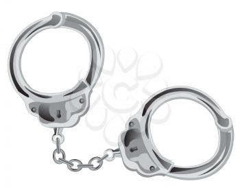 Manacles on chain on white background is insulated
