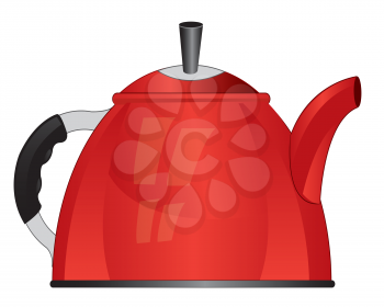 Red teapot on white background is insulated