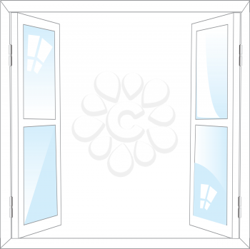 The Open window on white background is insulated.Vector illustration