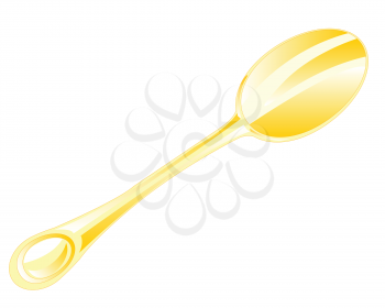 Spoon from gild on white background is insulated