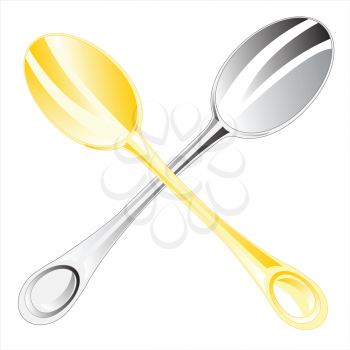 Two table spoons on white background is insulated