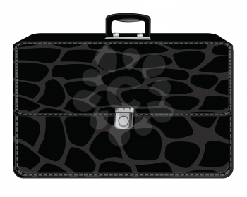 Black briefcase from skin on white background is insulated