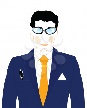The Man in turn blue the suit with tie.Vector illustration