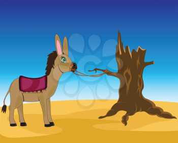 Vector illustration of the burro in sand desert