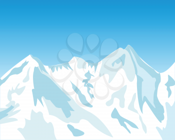Vector illustration of the high mountains covered by snow