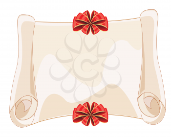 Vector illustration of the roll from paper decorated by red bow