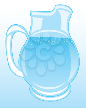 The Glass pitcher with clean drinking water.Vector illustration