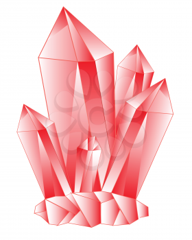 Red crystal on white background is insulated