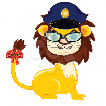 Vector illustration animal lion in form of the police bodies