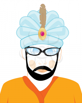 The Portrait men in hat of the sultan.Vector illustration