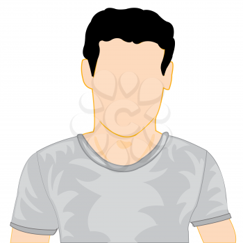 Young man in t-shirt on white background is insulated