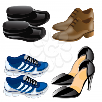 The Footwear on white background is insulated.Vector illustration