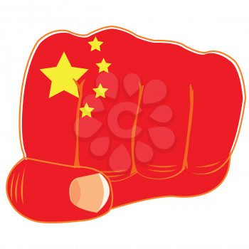 Vector illustration of the flag of the china on fist of the person