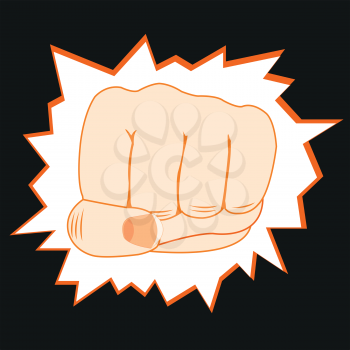 The Fist of the person breaking wall.Vector illustration