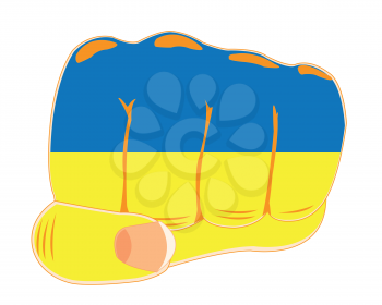 The Human fist painted state in flag ukraine.Vector illustration