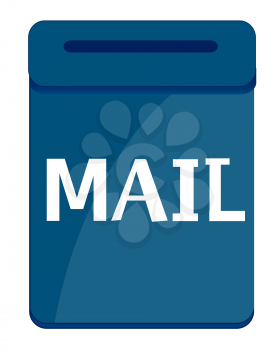 Vector illustration of the blue mailbox on white background