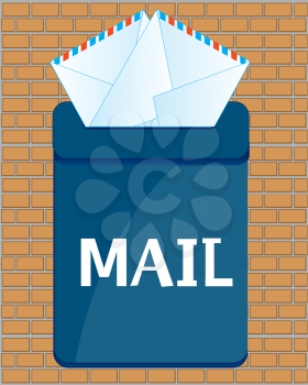The Mailbox with letter on brick wall.Vector illustration
