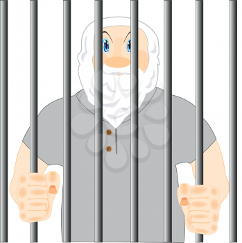 The Bearded man for lattice in prison.Vector illustration