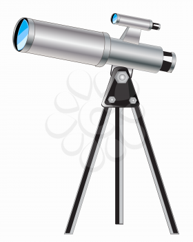 Instrument for observation for sky telescope on white background