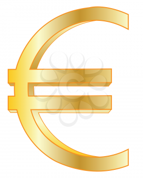 Sign euro from gild on white background is insulated