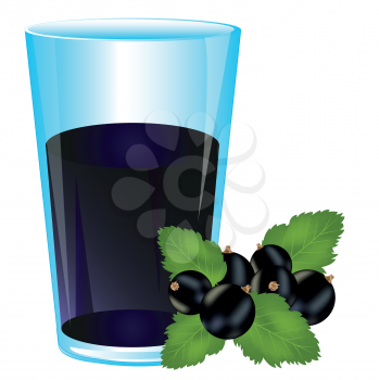 Glass with drink from berries of the currant on white background