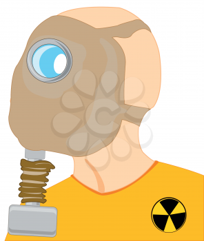 Head of the person in gas mask on white background is insulated
