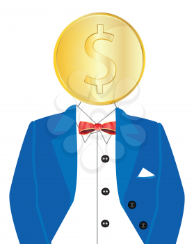 Persons in suit with golden coin instead of head
